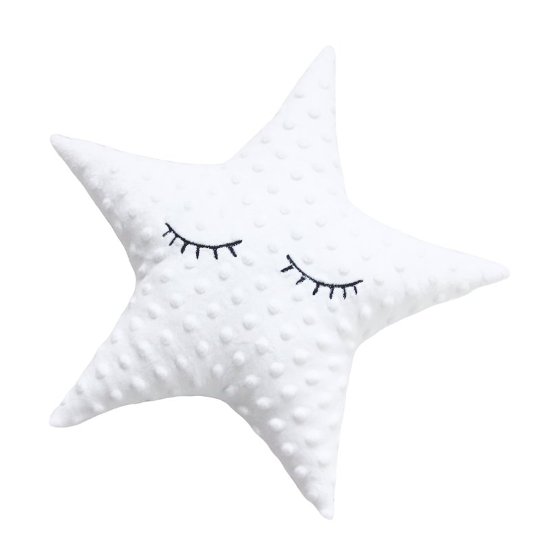 Polštářek hvězdička minky bílá s očima -36 cm