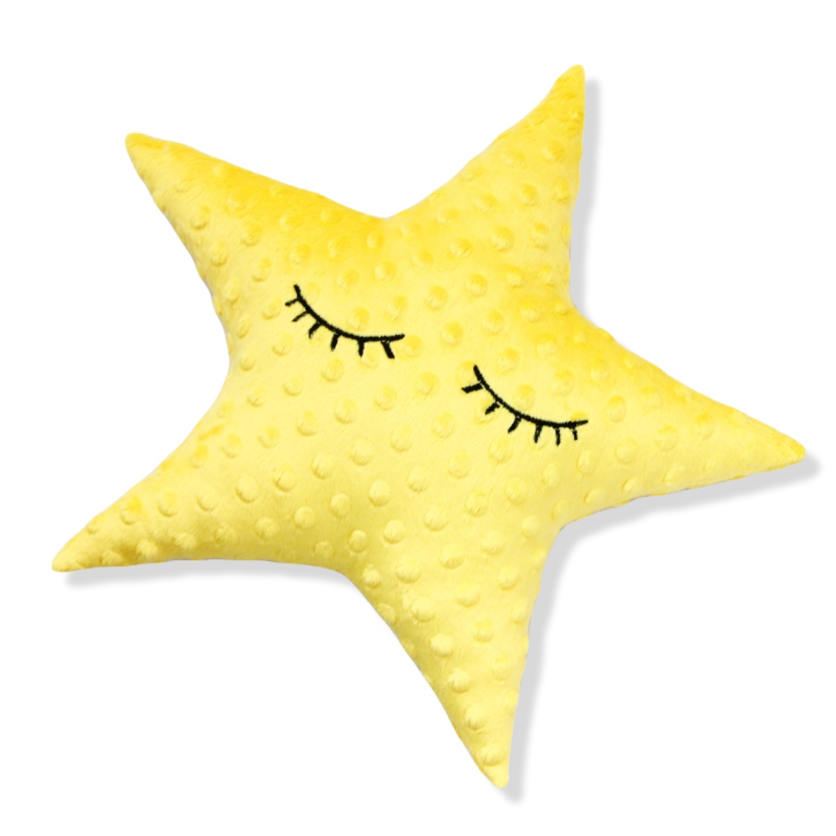 Polštářek hvězdička minky žlutá s očima -36 cm